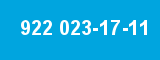922 023-17-11 922 023-17-11